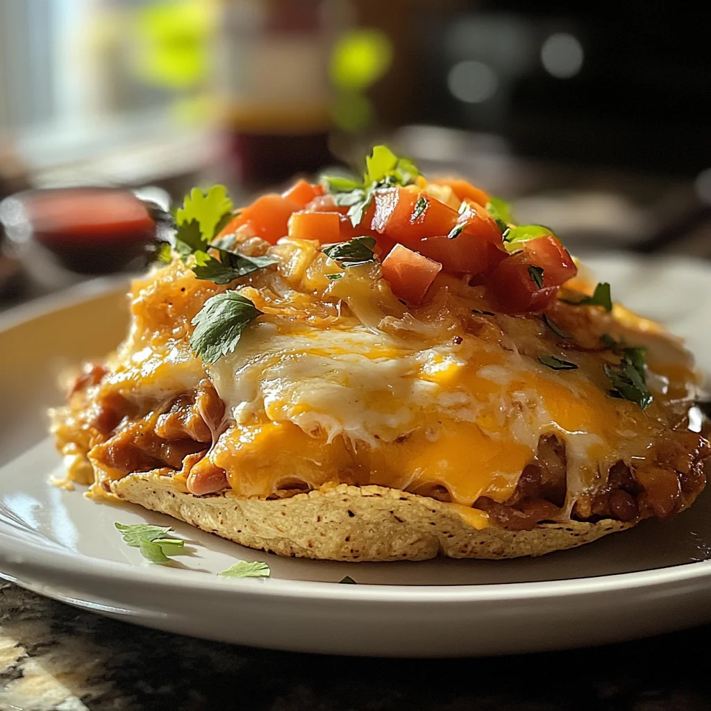 Breakfast Nachos with Refried Beans and Cheese