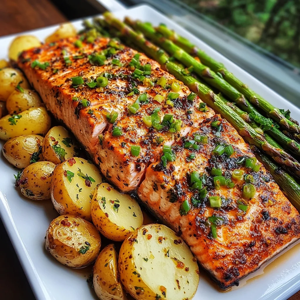 Baked Salmon with Potatoes and Asparagus
