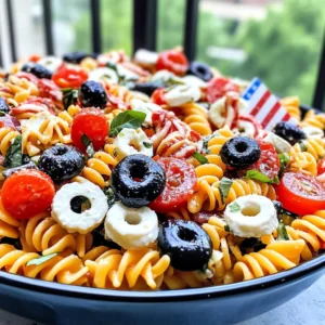 Chilled 4th of July Pasta Salad