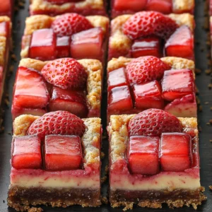 Strawberry Rhubarb Cheesecake Bars