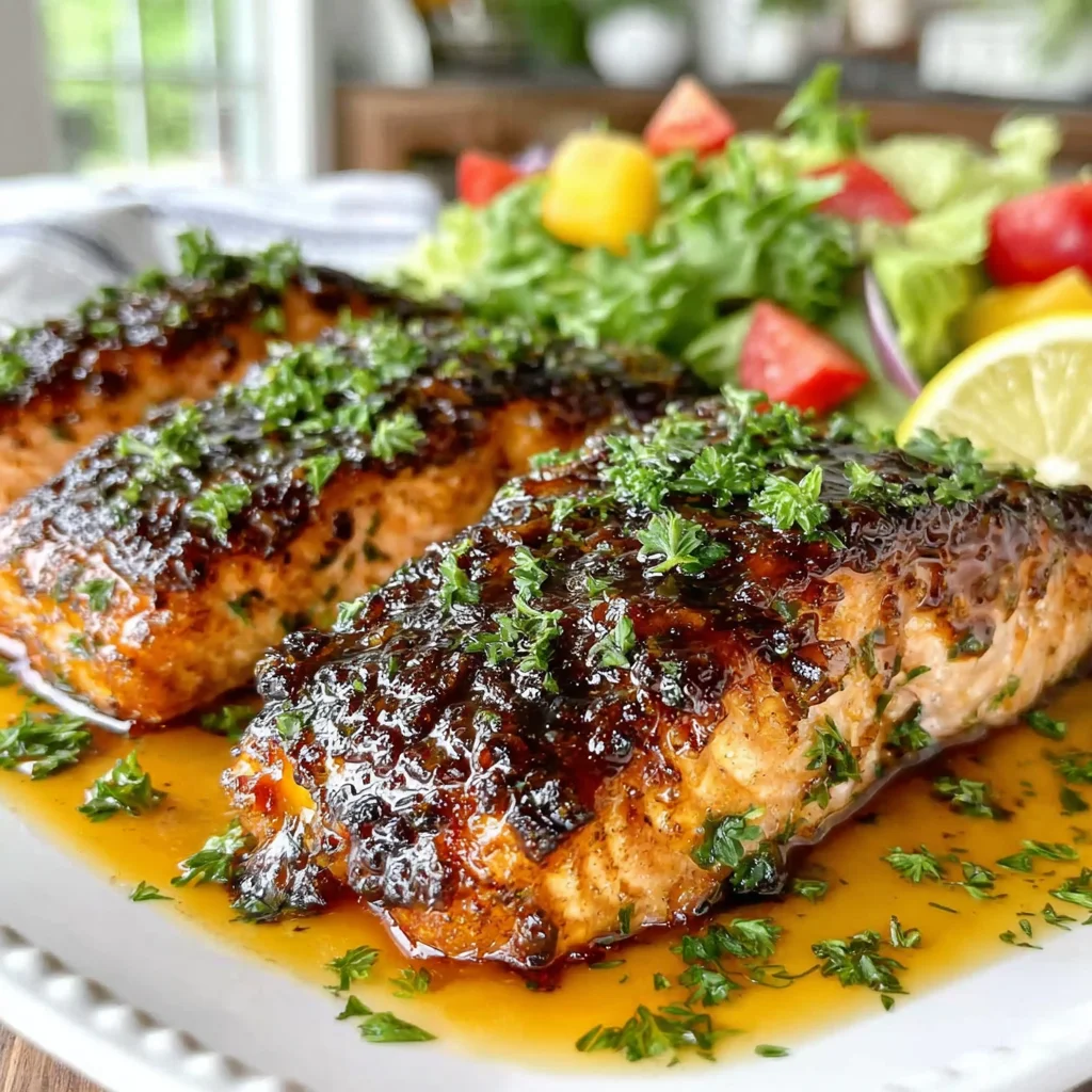 Date Night Bourbon Peach Glazed Salmon