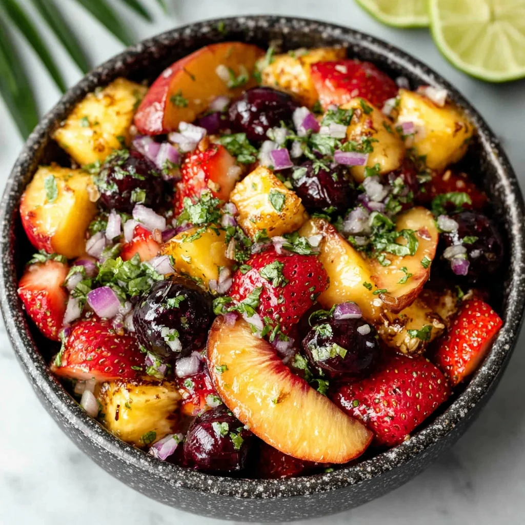 Honey Lime Basil Peach Fruit Salad