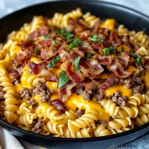 Loaded Bacon Cheeseburger Pasta Skillet