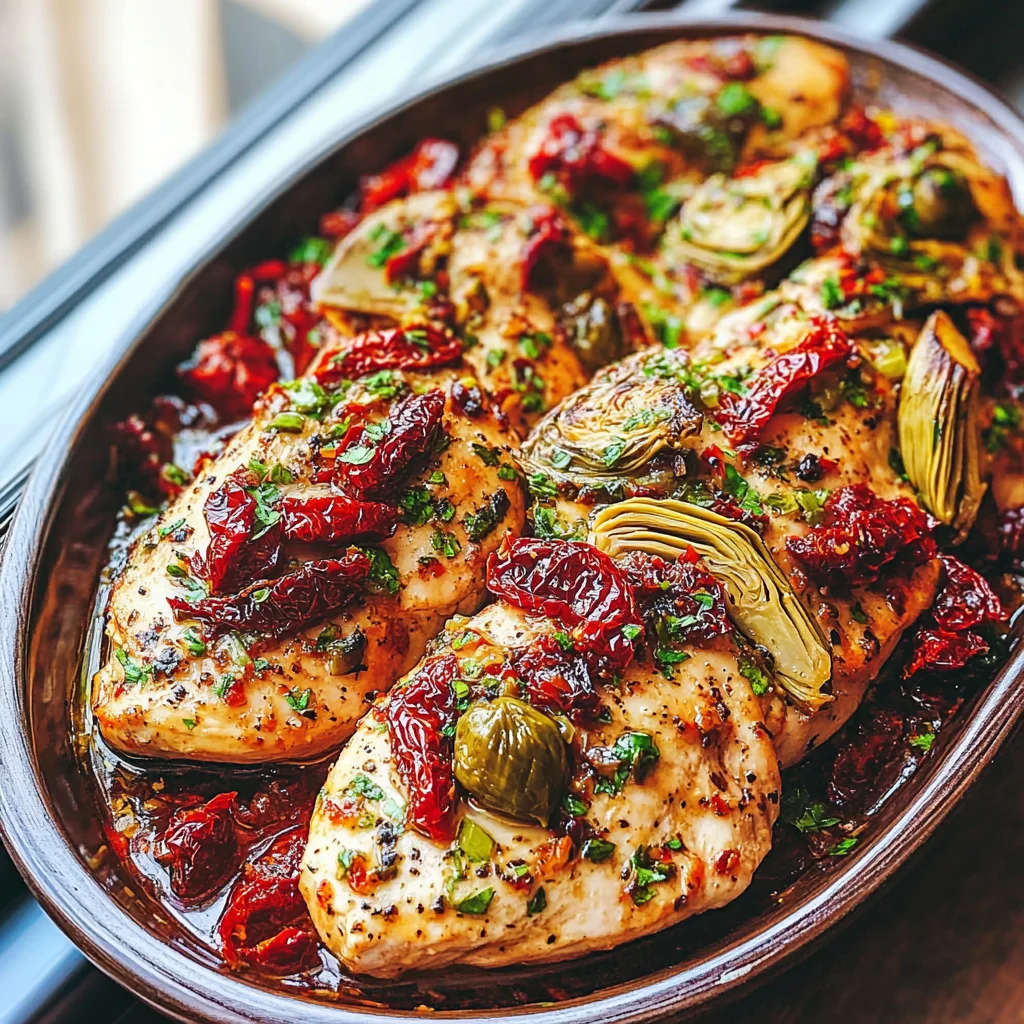 Mediterranean Chicken with Sun-Dried Tomatoes, Artichokes, and Capers