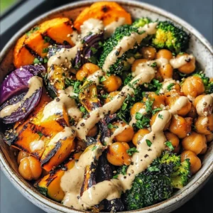 Mediterranean Roasted Veggie & Chickpea Bowls with Tahini Dressing - Cooking with Casey