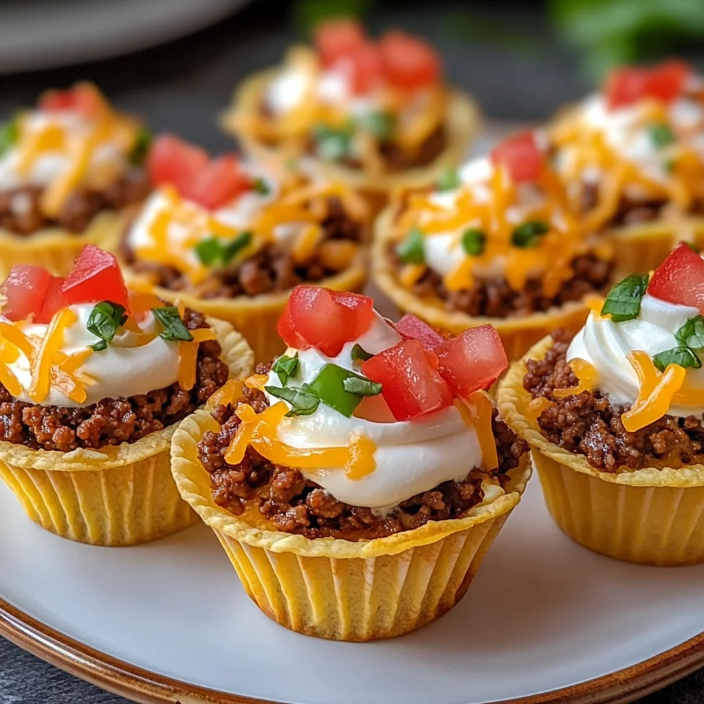 Mini Taco Cupcakes with Zesty Ground Beef and Cheese
