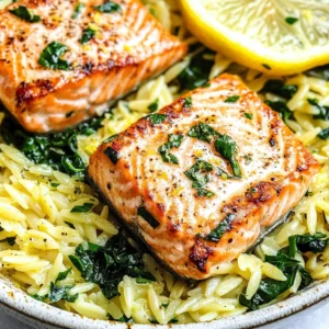 Seared Salmon with Lemon Orzo