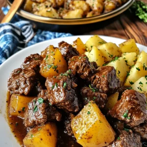 Slow Cooker Garlic Butter Beef Bites & Potatoes