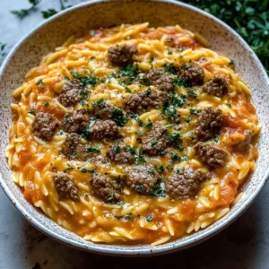 Beef Orzo Recipe with a Tomato Cream Sauce