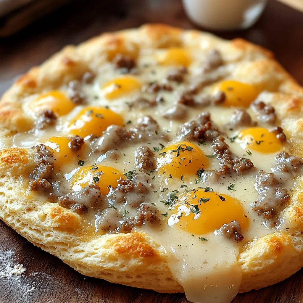 Biscuits and Sausage Gravy Breakfast Pizza