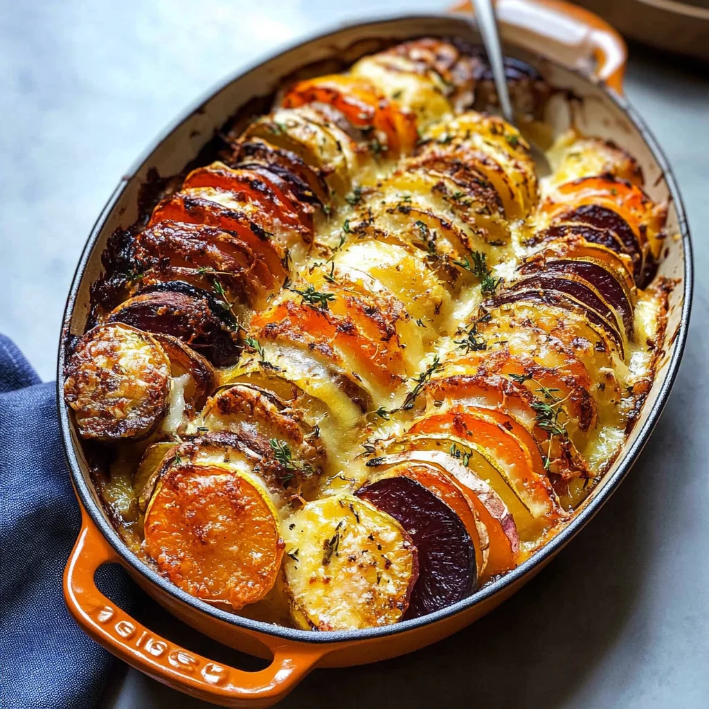 Cheesy Root Vegetable Gratin