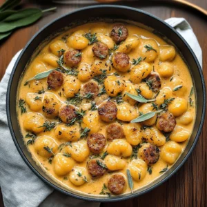 Creamy Butternut Squash Gnocchi with Sausage, Thyme, and Sage