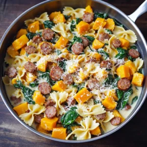 Creamy Butternut Squash Pasta with Sausage and Spinach