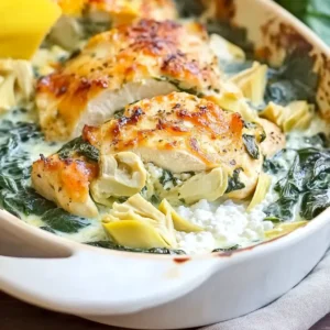 Healthy Spinach Artichoke Chicken with Cottage Cheese