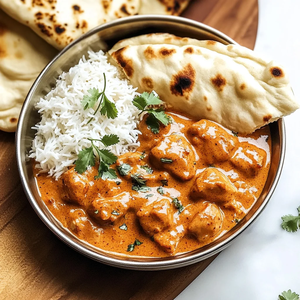 Indian butter chicken with naan