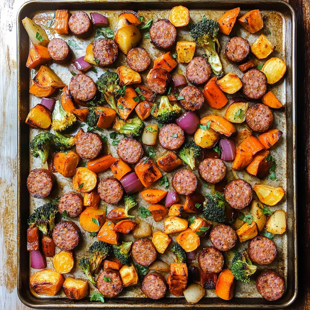 Sheet-Pan Maple-Dijon Sausage and Fall Veggies