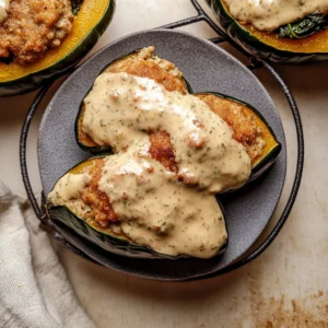 Stuffed Acorn Squash with Creamed Spinach