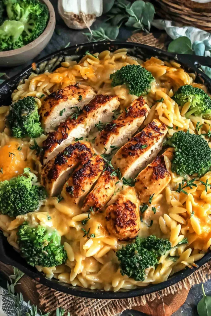 Cheesy Chicken Broccoli Orzo – Creamy, Cheesy, and One-Pan Easy