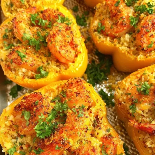 Garlic Butter Shrimp Stuffed Peppers