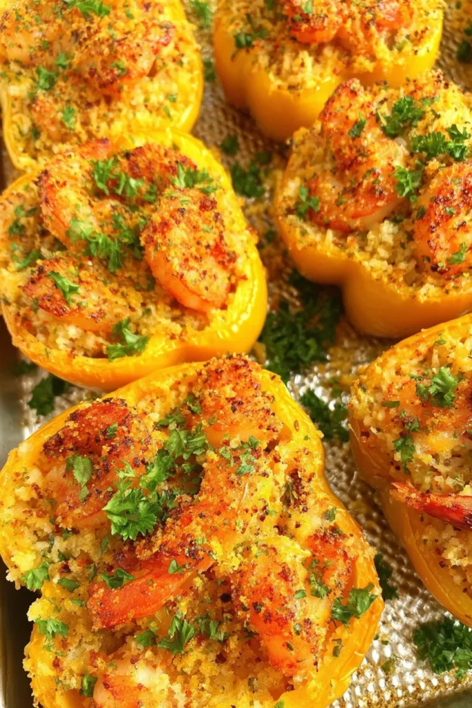 Garlic Butter Shrimp Stuffed Peppers