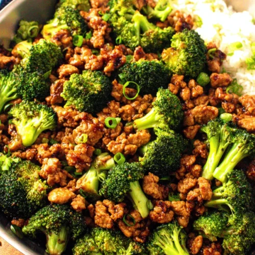 Honey Sriracha Ground Chicken and Broccoli