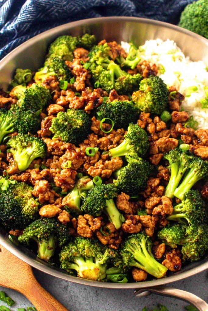 Honey Sriracha Ground Chicken and Broccoli