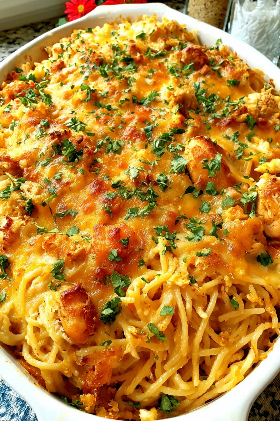Irresistible Spicy Southern Chicken Spaghetti Casserole