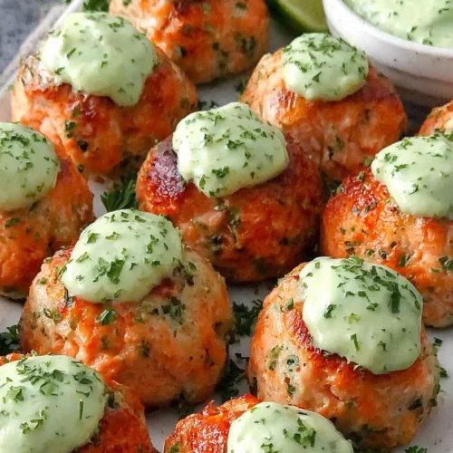 Salmon Meatballs with Creamy Avocado Sauce - Easy Appetizer