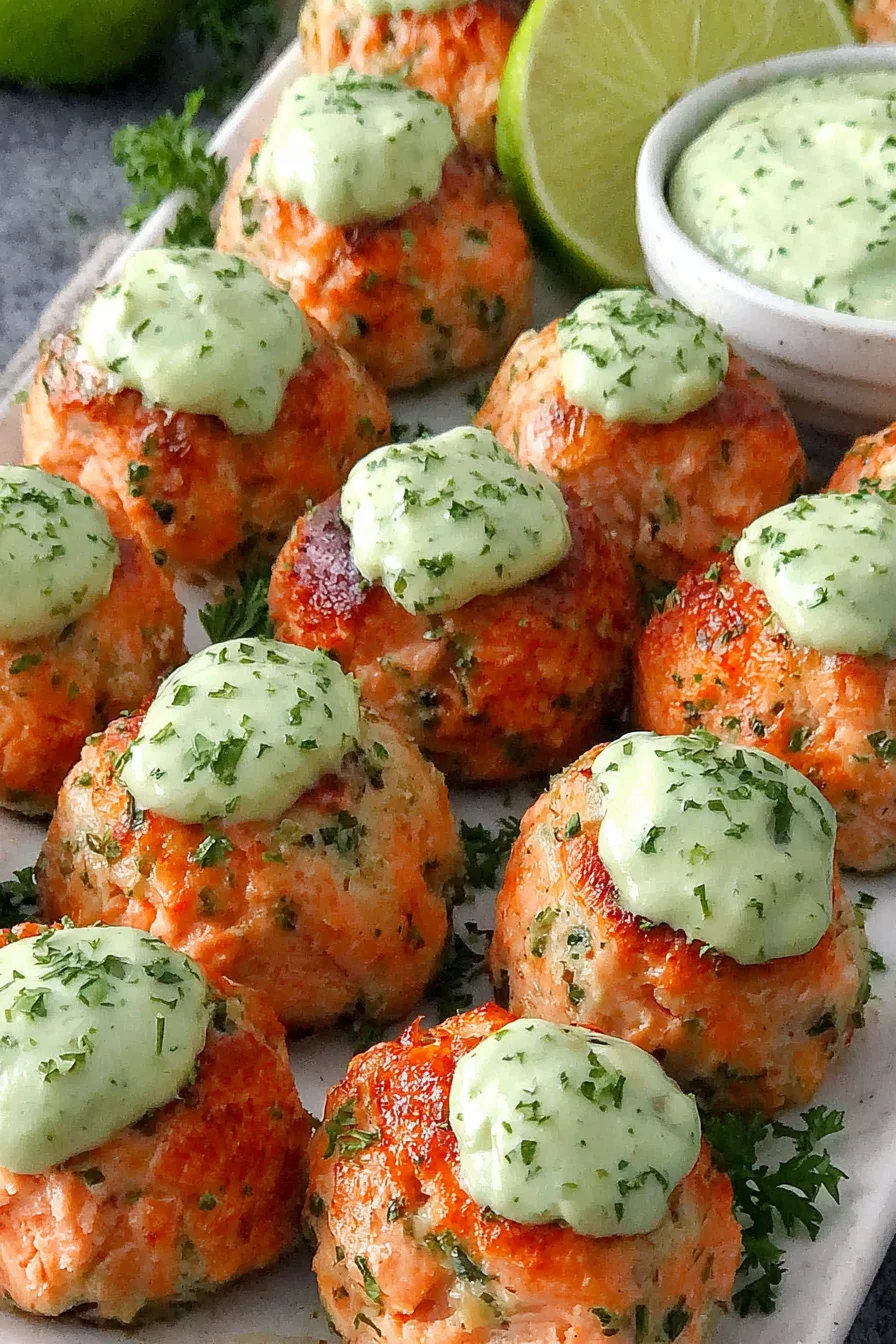 Salmon Meatballs with Creamy Avocado Sauce – Easy Appetizer