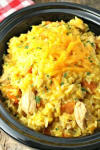 Slow Cooker Cheesy Chicken and Rice Recipe