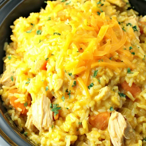 Slow Cooker Cheesy Chicken and Rice Recipe