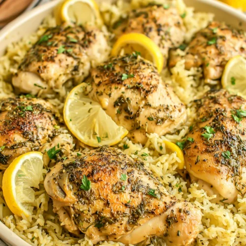 Slow Cooker Lemon Herb Chicken and Rice