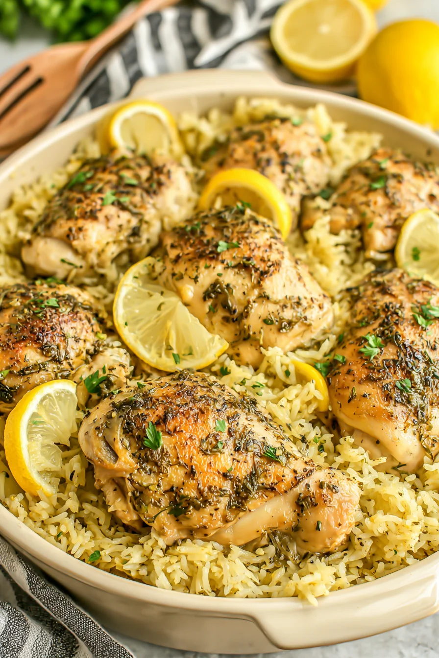 Slow Cooker Lemon Herb Chicken and Rice