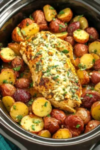 Slow Cooker Parmesan Garlic Chicken and Potatoes