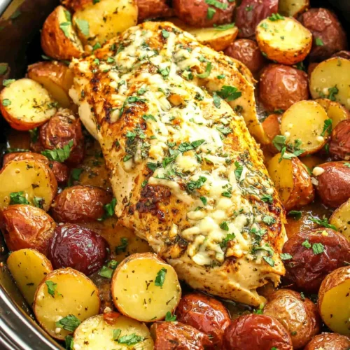 Slow Cooker Parmesan Garlic Chicken and Potatoes