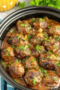 Tasty Slow Cooker Salisbury Steak Meatballs Recipe