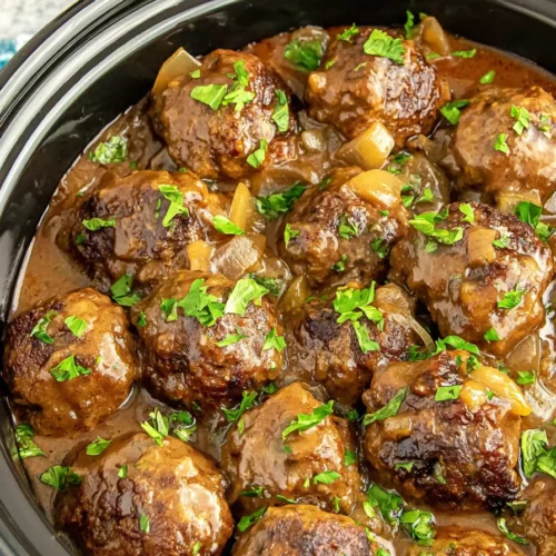 Tasty Slow Cooker Salisbury Steak Meatballs Recipe