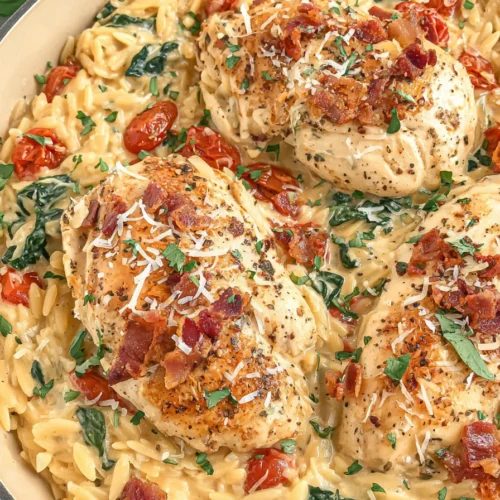 heavenly Slow Cooker Creamy Tuscan Chicken Orzo for a no-fuss