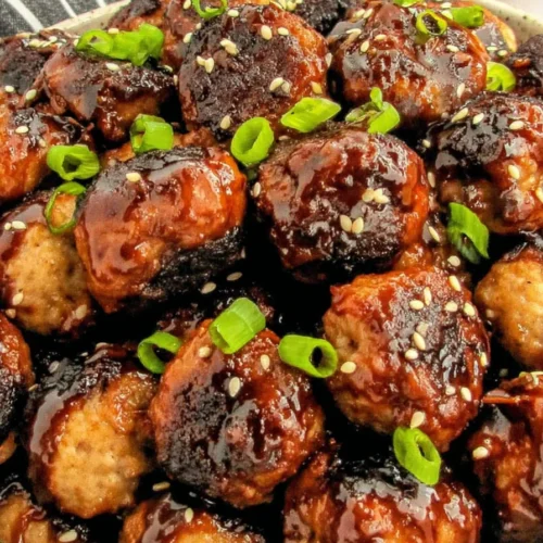 Sticky Korean BBQ Meatballs with Gochujang Glaze