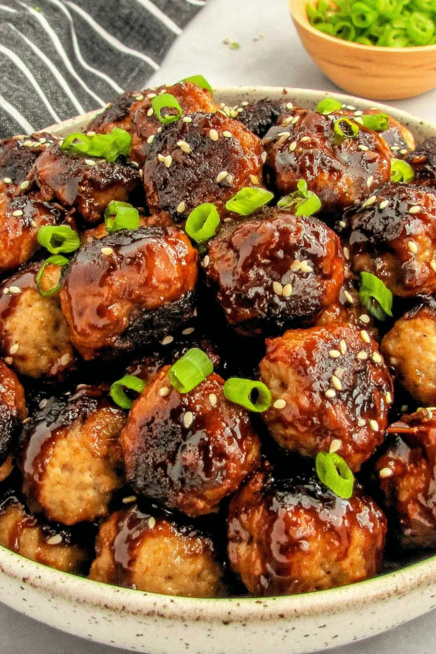 Sticky Korean BBQ Meatballs with Gochujang Glaze