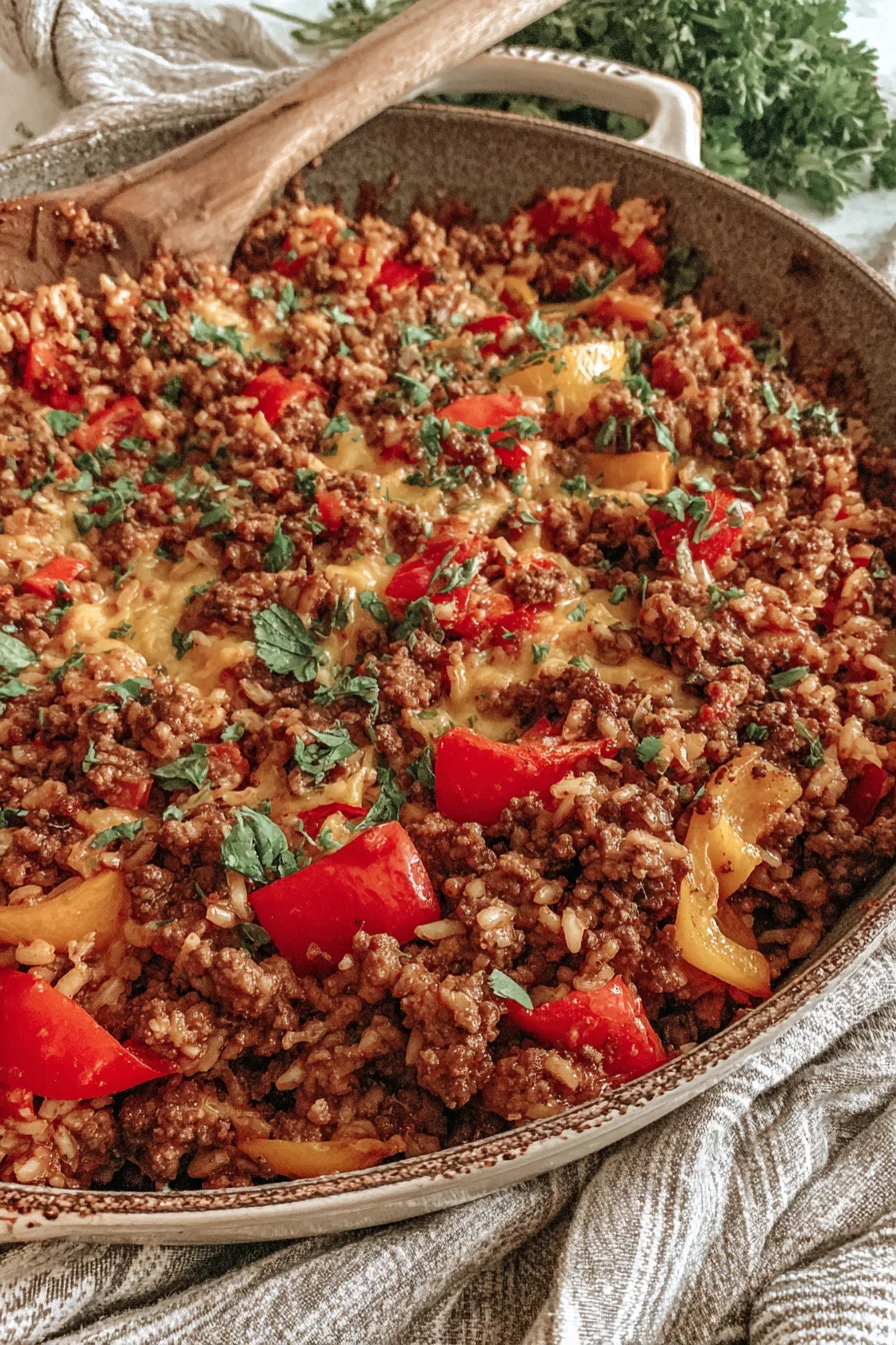 The BEST Unstuffed Pepper Skillet Recipe (with Ground Beef), dietitian recipe for gluten-free dinner