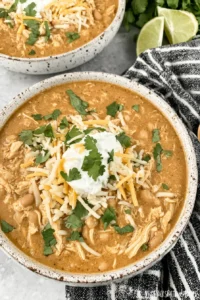 The Easiest Crockpot White Chicken Chili with Cream Cheese recipe