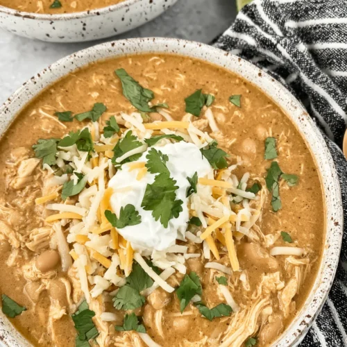 The Easiest Crockpot White Chicken Chili with Cream Cheese recipe