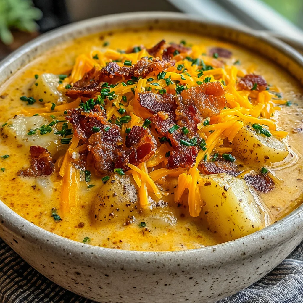 Slow Cooker Cheddar Bacon Potato Chowder