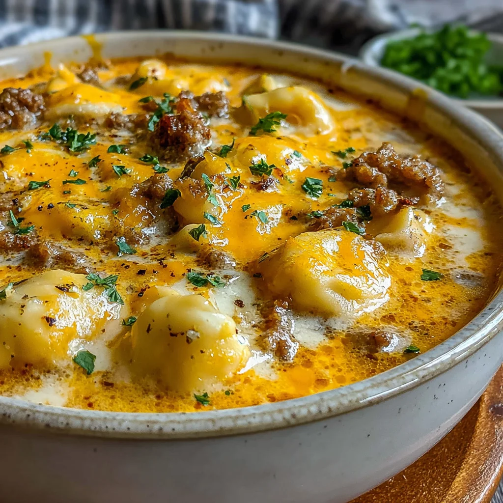 Slow Cooker Creamy Sausage and Tortellini Soup