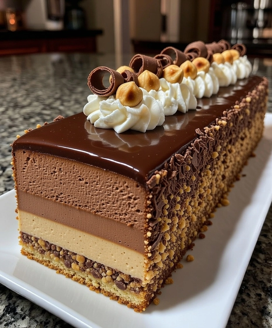 Chocolate Hazelnut Mirror Glaze Mousse Cake