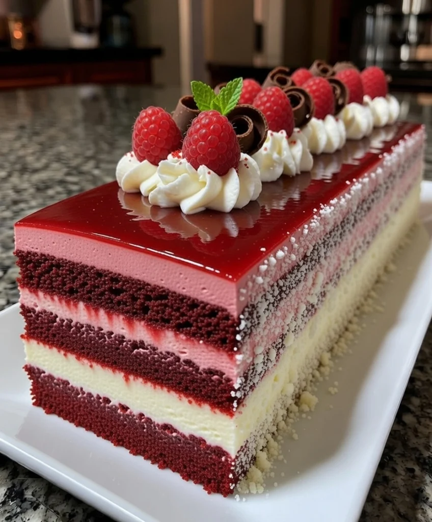 Raspberry Red Velvet Mousse Layer Cake