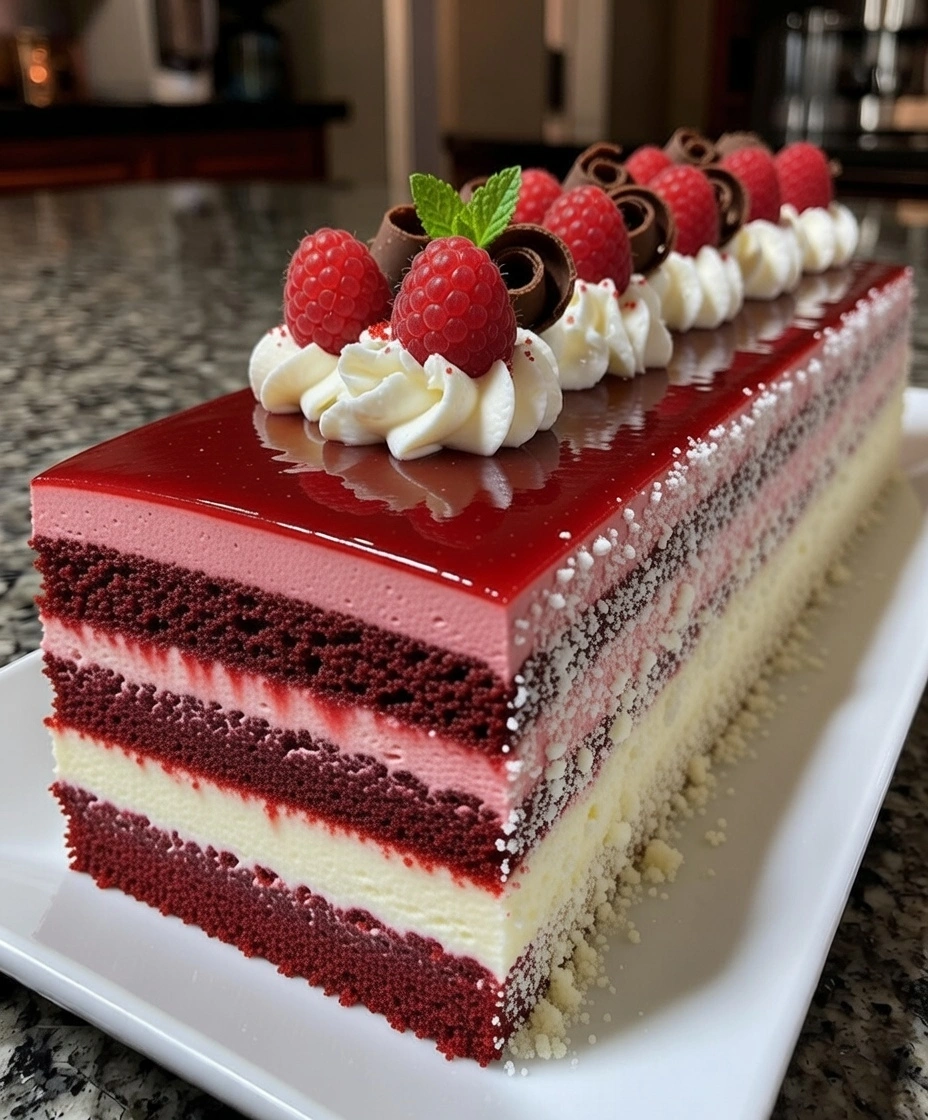 Raspberry Red Velvet Mousse Layer Cake