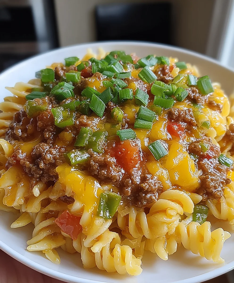 Slow Cooker Beef Enchilada Pasta
