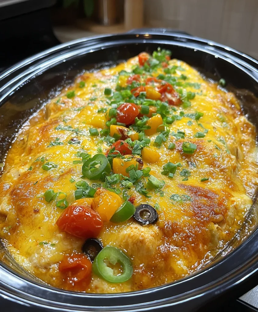 Slow Cooker Cheesy Chicken Fajita Casserole